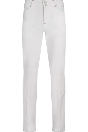 Kiton Broeken, Heren, Wit, W36, Katoen, Witte Slim-Fit Broek