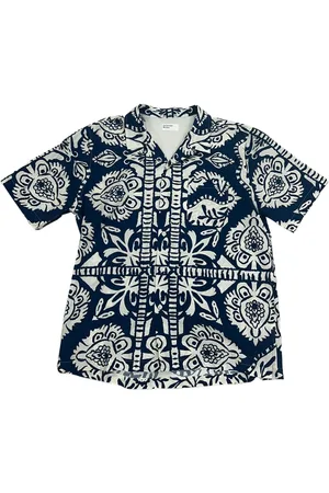 Universal Works Overhemden, Heren, Blauw, S, Katoen, Klassieke zomer korte mouw indigo overhemd