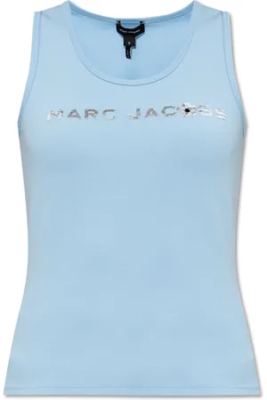 Marc Jacobs Tops, Dames, Blauw, L, Katoen, Logo Top