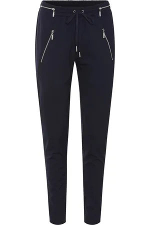 RUE de FEMME Broeken, Dames, Blauw, M, Casual zilveren broek met ritsdetails
