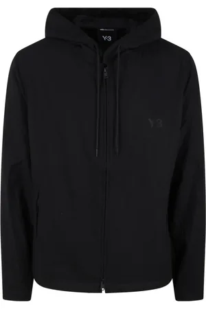 Y-3 Sweatshirts & Hoodies, Heren, Zwart, M, Wol, Flanellen Hoodie met Rits