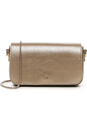 V°73 Tassen, Dames, Geel, ONE Size, Gouden Flap Tas met Kettingriem
