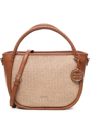 V°73 Tassen, Dames, Bruin, ONE Size, Kastanje Rits Handtas met Logo