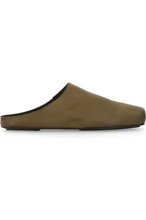 UMA WANG Schoenen, Dames, Groen, 40 EU, Leer, Groene Leren Vierkante Neus Platte Schoenen