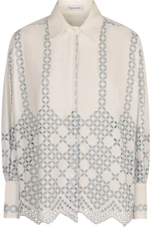 RAQUEL DINIZ Blouses & Shirts, Dames, Wit, M, Katoen, Broderie Anglaise Katoenen Blend Shirt