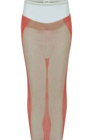 Jean Paul Gaultier Rokken, Dames, Rood, S, Rode Lange Rok met Transparant Ontwerp