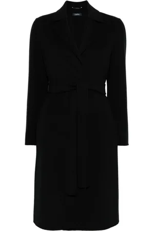 Max Mara Mantels, Dames, Zwart, 2Xs, Wol, Zwarte wollen jas met riem