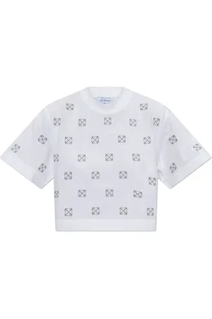 OFF-WHITE Tops, Dames, Wit, M, Katoen, T-shirt met Logo