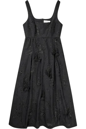 Munthe Kleedjes, Dames, Zwart, XS, Katoen, Elegante Bloemenjurk met Ritssluiting