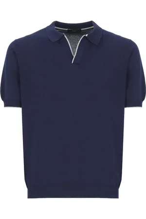 FAY Tops, Heren, Blauw, XL, Katoen, Blauw poloshirt met kraag en korte mouwen