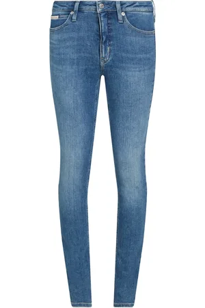 Calvin Klein Jeans, Dames, Blauw, W28, Katoen, Blauwe Skinny Flare Jeans