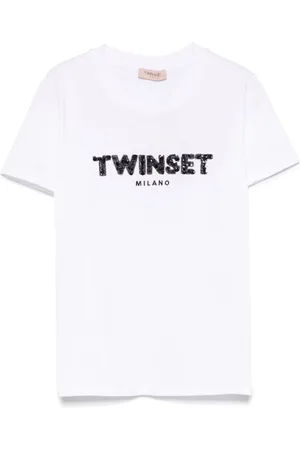 Twin-Set Tops, Dames, Wit, S, Witte Crew Neck T-shirts en Polos