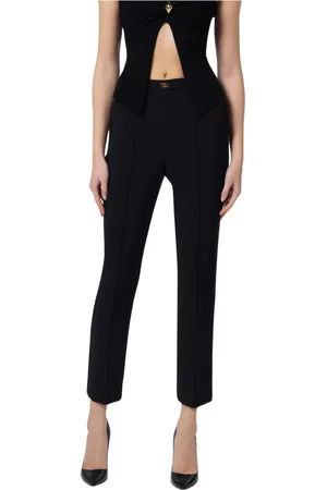 Elisabetta Franchi Broeken, Dames, Zwart, M, Zwarte Stretch Crepe Broek