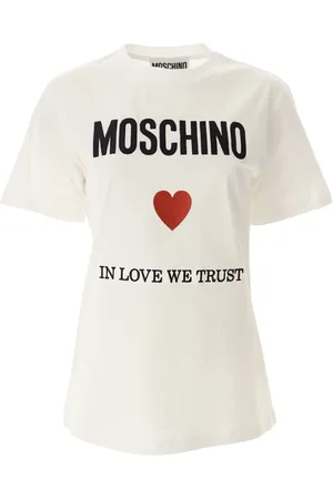 Moschino Tops, Dames, Wit, 2Xs, Katoen, Biologisch Katoen Liefde Vertrouwen Tee