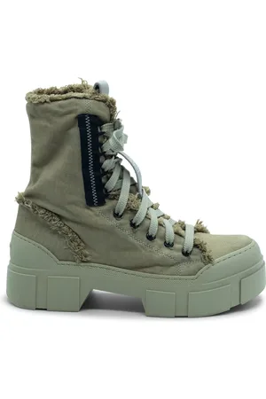 vic matiè Schoenen, Dames, Grijs, 35 EU, Katoen, Roccia Amphibien Patch Hazelnoot met Franjes