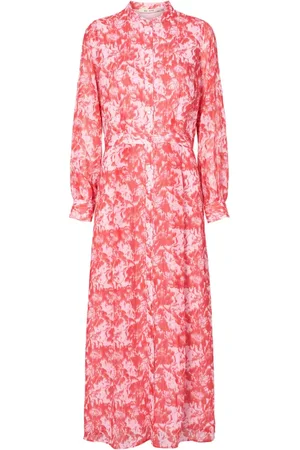 RUE de FEMME Kleedjes, Dames, Rood, XL, Leer, Elegante Lange Jurk Mars Rood