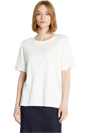 RUE de FEMME Tops, Dames, Wit, M, Katoen, Delicate Geborduurde T-shirt Off