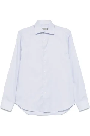 CANALI Overhemden, Heren, Blauw, 2Xl, Katoen, Lichtblauw Geruit Overhemd Lange Mouw