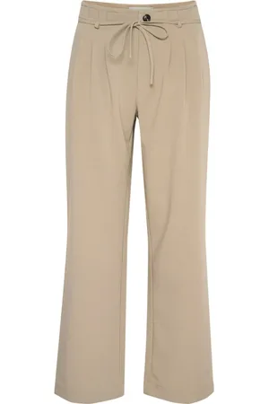 Karen by Simonsen Broeken, Dames, , XL, Polyester, Wijde Pijp Broek Geroosterde Cashew
