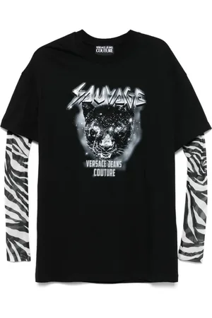 VERSACE Tops, Dames, Zwart, S, Zwarte Panther T-Shirt