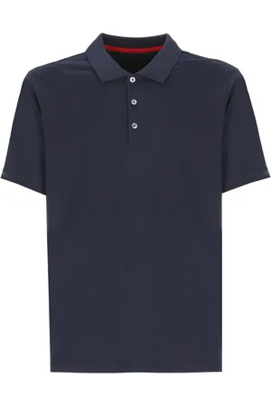 FAY Tops, Heren, Blauw, 2Xl, Katoen, Blauw poloshirt met kraag en korte mouwen