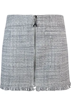 Patrizia Pepe Rokken, Dames, Grijs, M, Tweed, Grijze Tweed Mini Rok met Lurex
