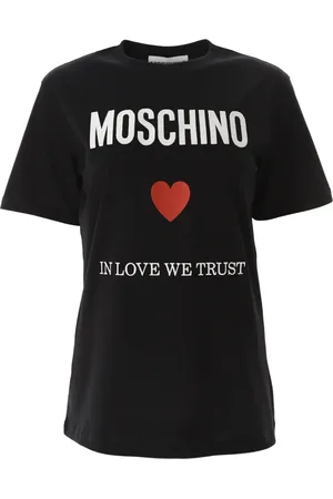Moschino Tops, Dames, Zwart, XS, Katoen, Biologisch Katoen Liefde Vertrouwen T-Shirt
