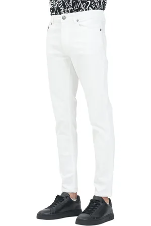 VERSACE Jeans, Heren, Wit, W35, Witte Skinny Jeans met Metallic Details