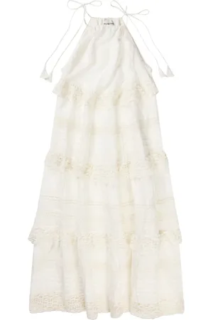 Munthe Kleedjes, Dames, Wit, XS, Katoen, Elegante Jurk met Gehaakte Details