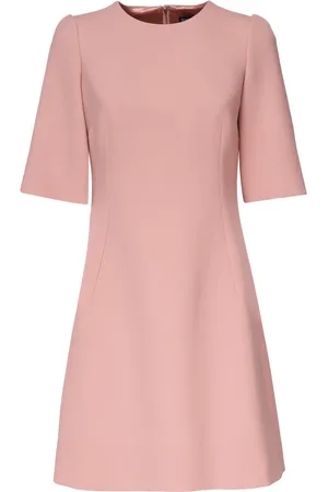 Dolce & Gabbana Kleedjes, Dames, Roze, M, Wol, Roze Wolcrepe Midi Jurk