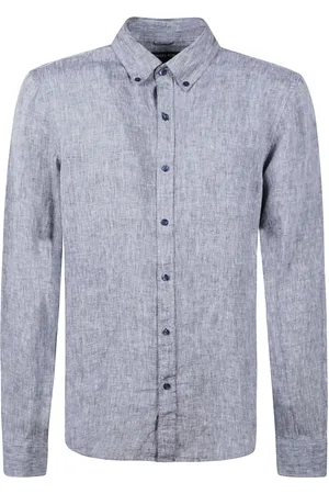 Michael Kors Overhemden, Heren, Blauw, 2Xl, Linnen, Midnight Linnen Overhemd Slim Fit