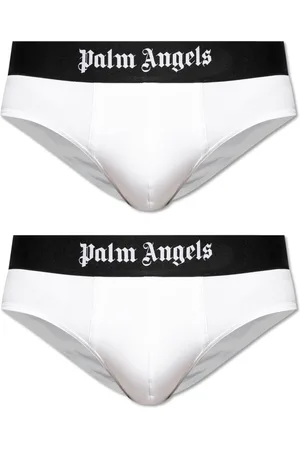 Palm Angels Ondergoed, Heren, Wit, L, Katoen, Twee-pack slips met logo