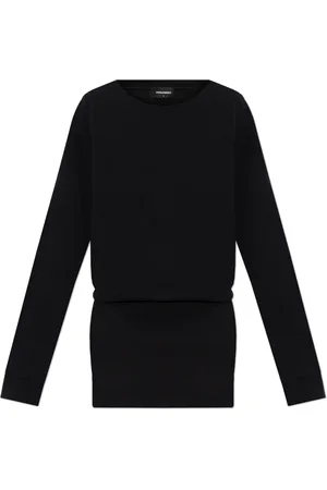 Dsquared2 Kleedjes, Dames, Zwart, M, Katoen, Jurk met lange mouwen