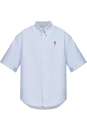 Ami Overhemden, Heren, Blauw, S, Katoen, Kortemouwenshirt