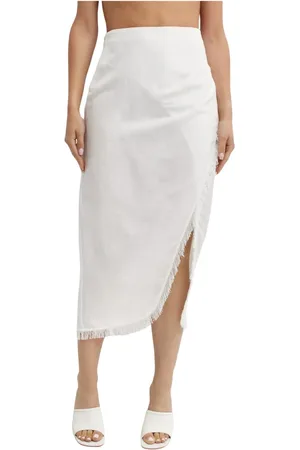 Simkhai Rokken, Dames, Wit, S, Linnen, Witte Maxi Rok met Franjes