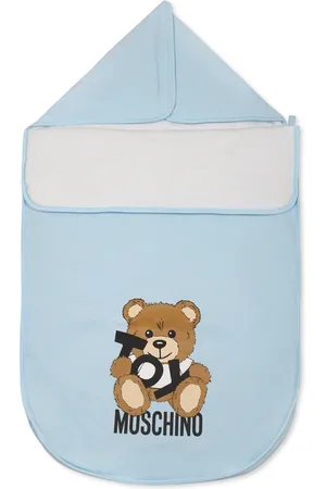 Moschino Interieur, unisex, Blauw, ONE Size, Katoen, Blauwe Baby Slaapzak met Teddybeer