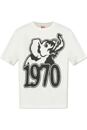 Kenzo Tops, Heren, Wit, M, Katoen, T-shirt met print