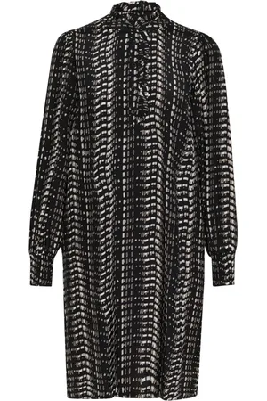Kaffe Kleedjes, Dames, Zwart, 2Xl, Korte Jurk Zwart/Wit/Olifant Grafisch