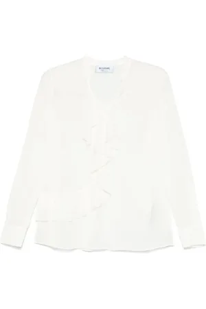 Blugirl Blouses & Shirts, Dames, Wit, S, Witte Zijden Overhemd Elegante Stijl