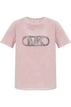 Michael Kors Tops, Dames, Roze, M, Katoen, T-shirt met applicaties