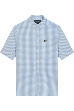 Lyle & Scott Overhemden, Heren, Blauw, M, Katoen, Slim Fit Gingham Overhemd Lichtblauw