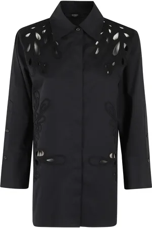 SEVENTY BY SERGIO TEGON Blouses & Shirts, Dames, Zwart, XS, Katoen, Effen katoenen overhemd