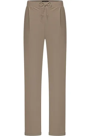 Lady Day Broeken, Dames, , L, Taupe Straight Leg Broek met Striksluiting