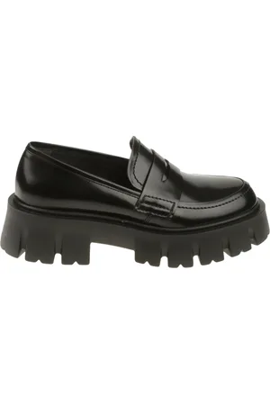 Premiata Schoenen, Dames, Zwart, 38 EU, Leer, Zwarte leren mocassin met rubberen zool