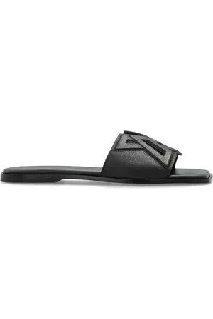 vic matiè Schoenen, Dames, Zwart, 41 EU, Leer, Leren slippers met logo