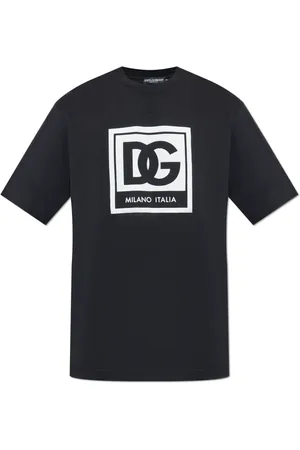 Dolce & Gabbana Tops, Heren, Zwart, S, Katoen, T-shirt met bedrukt logo