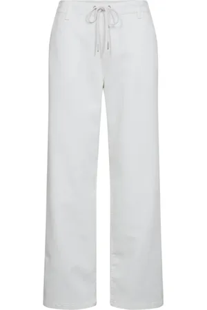 Freequent Broeken, Dames, Wit, M, Katoen, Witte casual broek met elastische tailleband