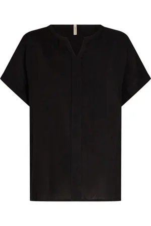 soyaconcept Blouses & Shirts, Dames, Zwart, XL, V-hals shirt met korte mouwen
