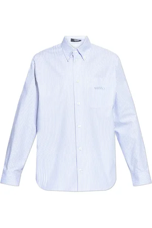 VERSACE Overhemden, Heren, Blauw, L, Katoen, Overhemd met zak