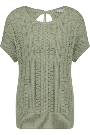 Red Button Truien, Dames, Groen, S, Katoen, Groene Jerry Lurex Gebreide Top